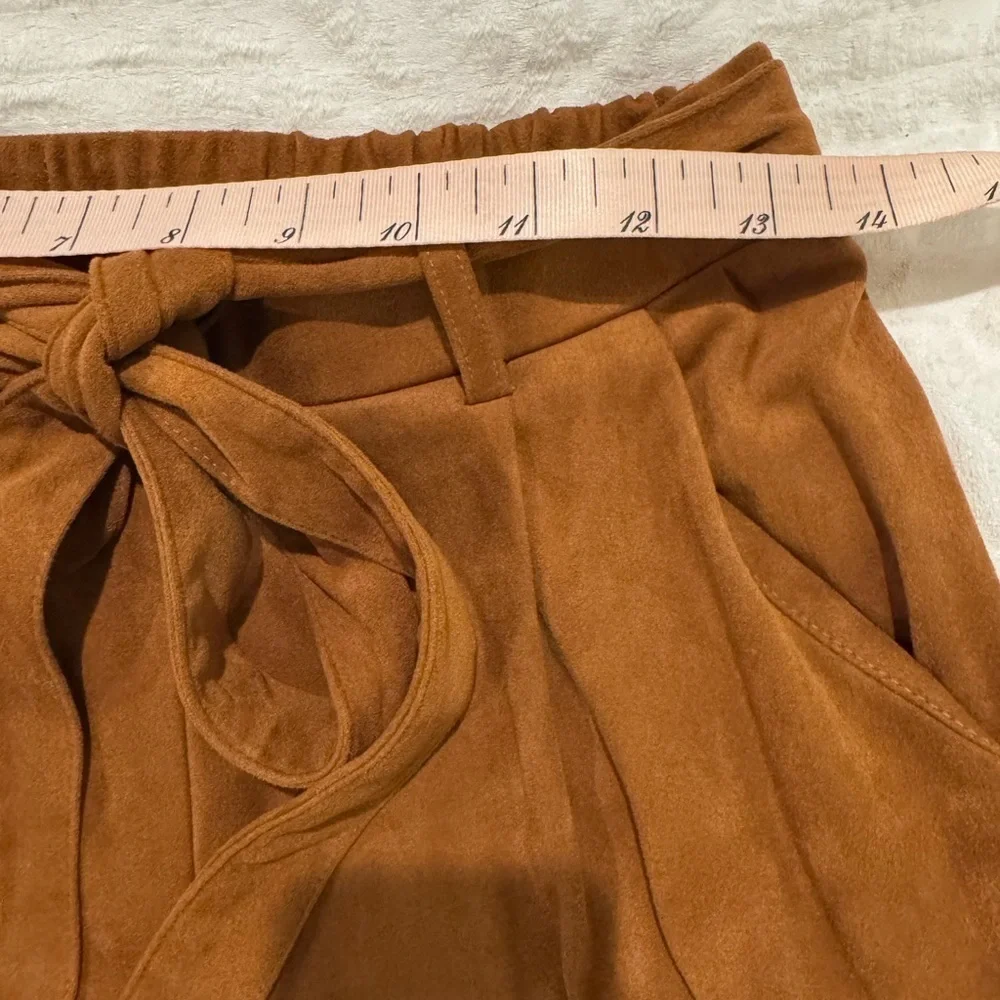 Mi Ami faux suede tie waist high rise joggers